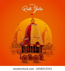 Rath Yatra vector. Happy Rath Yatra holiday background celebration for Lord Jagannath.