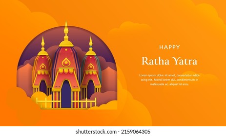 Ratha Yatra Festival Banner Design Template Vector Illustration - Indian Religious Festival Ratha Yatra Poster Design Template