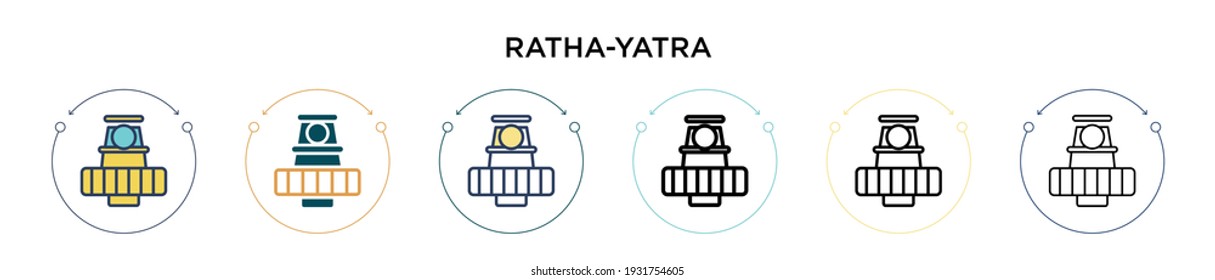 Ratha-yatra icon in filled, thin line, outline and stroke style. Vector illustration of two colored and black ratha-yatra vector icons designs can be used for mobile, ui, web
