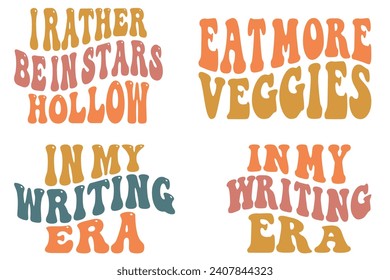 I Rather Be in Stars Hollow, Eat More Veggies, In My Writing Era retro T-shirt designs