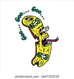 a rather creepy skateboard monster character