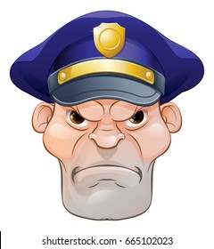 A rather mean looking tough policeman cartoon character