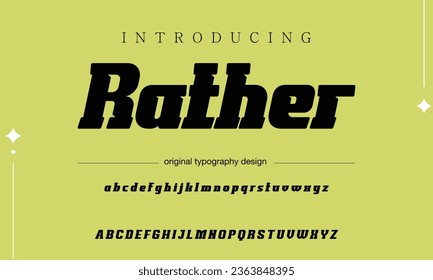 Rather Sport Modern Italic Alphabet Font. Typography urban style fonts for technology, digital, movie logo design. vector illustration