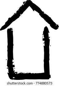 A rather tall house front view brush stroke vector in black, for use in any layout. Taller houses have multiple floors. They can house more people than single story houses.