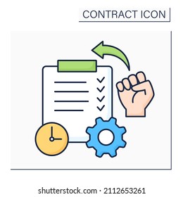 Ratification color icon. Action of signing or giving formal consent to treaty, contract, or agreement. Making documents officially valid.Contract concept. Isolated vector illustration
