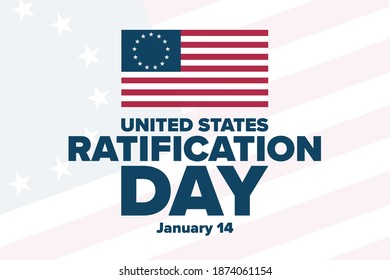 Ratification Day In United States. January 14, 1784. Holiday Concept. Template For Background, Banner, Card, Poster With Text Inscription. Vector EPS10 Illustration