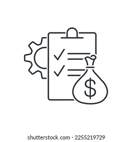 Ratification of the financial agreement. Action giving formal consent to treaty, contract. Vector linear icon isolated on white background.