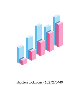 Сhart Rating 3d vector icon isometric pink and blue color minimalism illustrate