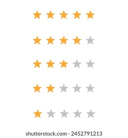 Rating 5 stars badges in a flat design. Vector graphics