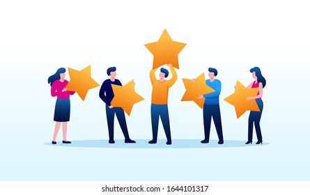 Rating 5 stars landing page website illustration flat vector template 