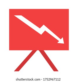 flecha de clasificación en el afiche rojo de la presentación