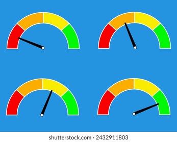 Rating from bad to good.
Speed ​​arrow.
Red to Green Vector Icon