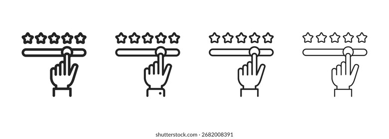 Rating Bar Icon Set With Multiple Line Styles Vector Illustration.