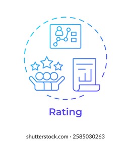Rating blue gradient concept icon. Evaluating employee performance. Performance management system. Round shape line illustration. Abstract idea. Graphic design. Easy to use in presentation