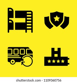 rating, bunk bed, bus and shield vector icon set. Sample icons set for web and graphic design