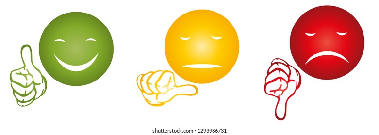 Rating buttons with face and hand