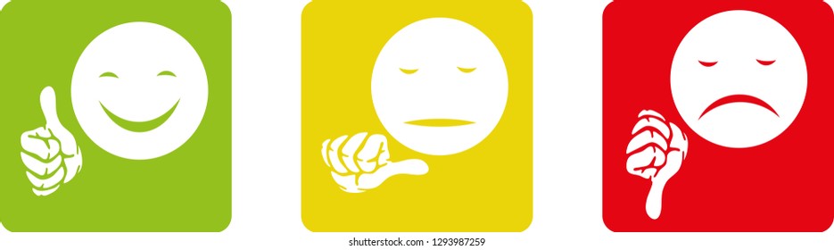 Rating buttons with face and hand