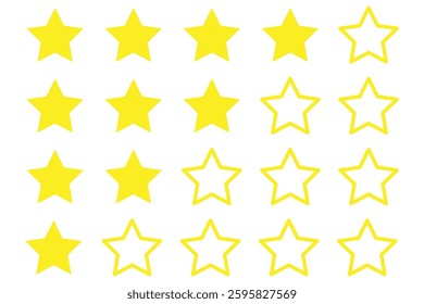 Rating concept - 5 Star rating on white background, Customer product satisfaction review flat icon for apps and websites. vector illustration eps 888.