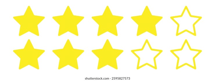 Rating concept - 5 Star rating on white background, Customer product satisfaction review flat icon for apps and websites. vector illustration eps 888.