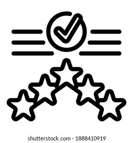 Rating credibility icon. Outline rating credibility vector icon for web design isolated on white background