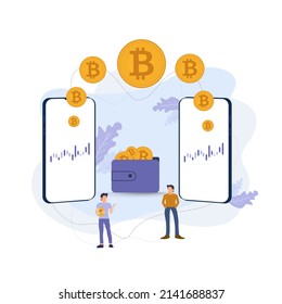 Rating Crypto Currency. With 2 People Trading And Investing. ModernBitcoin, Altcoin. Digital Web Money. Blockchain. Fintech Industry. Business, Finance. Flat Cartoon Style