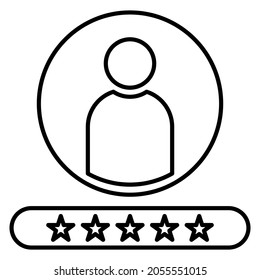 Icono de calificación de comentarios de clientes en el diseño de estilo de contorno de moda. Ilustración vectorial aislada en fondo blanco.