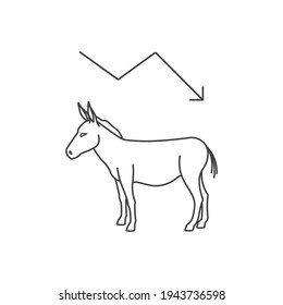 Lineares Symbol für Demokraten bewerten. US-Politik. Dünne, anpassbare Illustration. Vektor-einzelne Rahmenzeichnung.