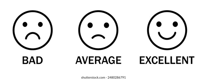 Rating emoji icon. Face smile icon positive, negative neutral opinion vector signs symbol. set of feedback rating emoji icon.