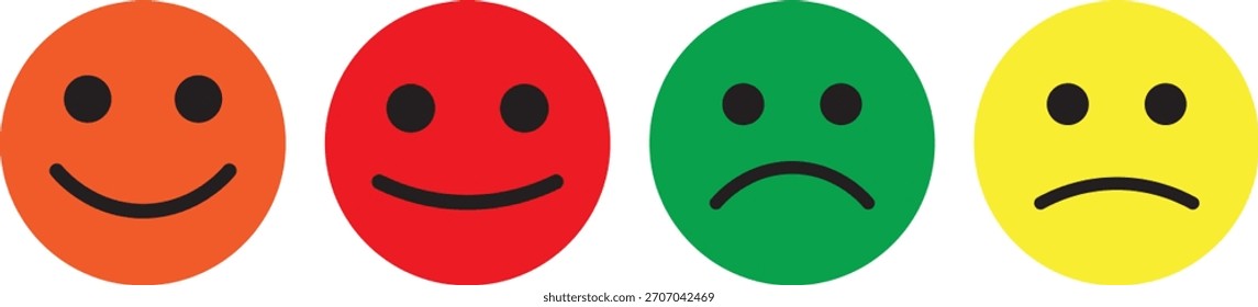 Conjunto de emojis de calificación para el Comentarios o producto Cliente, Emoticonos positivos, neutrales y negativos, Símbolo de colección de emojis de calificación,,
