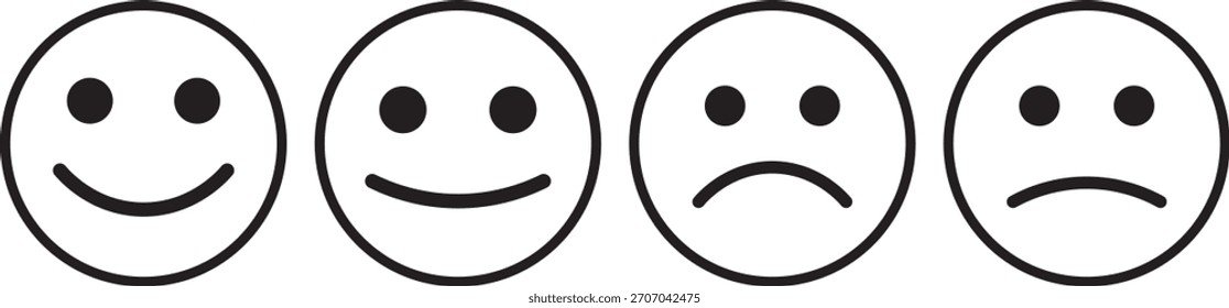 Conjunto de emojis de calificación para el Comentarios o producto Cliente, Emoticonos positivos, neutrales y negativos, Símbolo de colección de emojis de calificación,,
