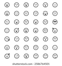 Rating emoji set. flat round outline style. Excellent, Good, Average, poor and bad reaction variations. for your products, apps, website and services. 