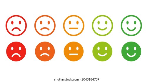 Bewertung von Emotionen Gesichter Vektorsymbol-Set