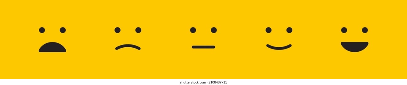 Icono de emoción de clasificación puesto sobre fondo amarillo. Emoji de retroalimentación, ilustración vectorial en estilo plano