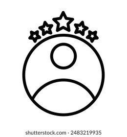Rating employee icon linear logo mark in black and white