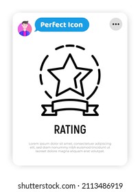 Rating, feedback, review thin line icon. Customer experience. Modern vector illustration of rank.