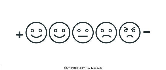 Rating Feedback Scale Isolated Line Emoticon Concept. Emotion Rating Feedback Opinion Positive Or Negative.