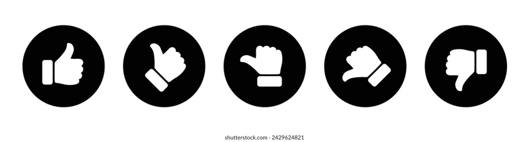 Rating and feedback scale with thumb symbol black. Excellent, good, average, poor, bad rating thumb icon set. Satisfied, dissatisfied and neutral review icons for voting and surveys.