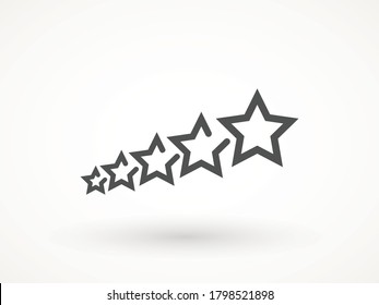 Bewertung, Rückmeldung, Bewertung, Sternanweisung. Konzept der Kundenerfahrung. Fünf Sterne Kundenbewertung. Flachsymbol für Apps und Websites Features 5-Rate-Review-Vektor-Ranking