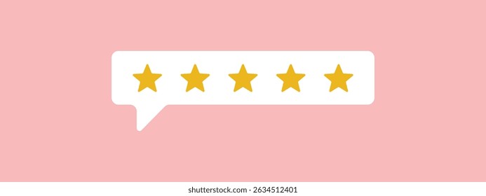 Rating five star, positive feedback, star in speech bubble, vector illustration, suitable for mobile apps and web