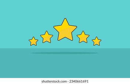 Rating five stars for best excellent services rating for satisfaction. Quality customer rating feedback concept. Vector Illustration.