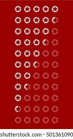 Rating "Five Stars", vector elements with silver-colored round punched-stars on the red diaphragm (burgundy background)