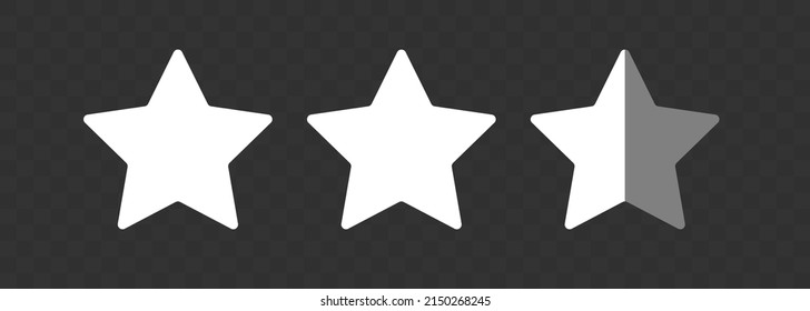 Rating five stars. Vector gold stars to indicate the rating of products or films. Vector clipart isolated on white background.