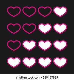 Rating with flat hearts, icons vector illustration eps10. Isolated badge for website or app - stock infographics