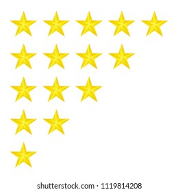 rating gold stars isolated on white,vector illustration.