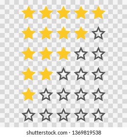 Rating golden stars, set. Vector illustration