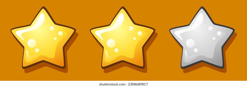 Rating Golden stars. Rating three stars. Vector gold stars to indicate the rating of products or films.