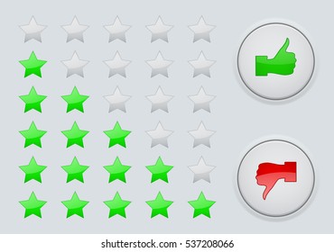 Rating green stars. Interface element. Vector illustration.