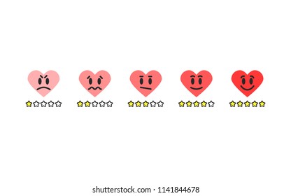 Rating hearts for customer satisfaction with funny different emotions. Easy to use for your website or presentation.