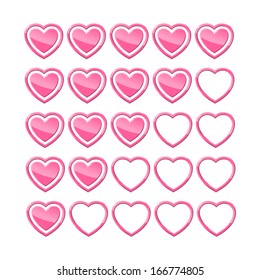 Rating of hearts. Vector illustration