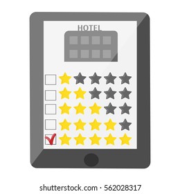 Rating hotel on tablet